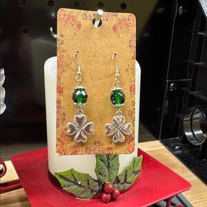 St. Patrick’s Day Green and Silver Clover Earrings 2/$22 #1
